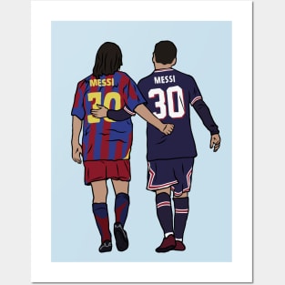 Young Messi and Old Messi Posters and Art